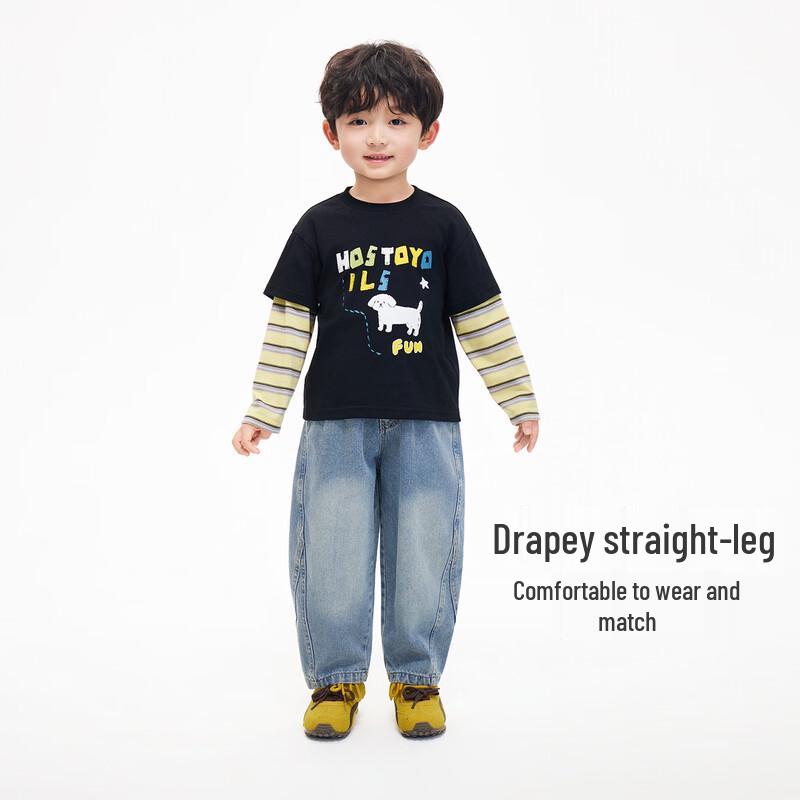 Boys' Cartoon Print Faux Layered Long Sleeve T-Shirt