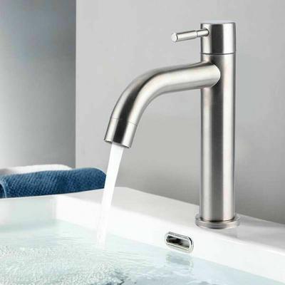 Bathroom Faucet Basin Faucet Deck Mounted Silver Brushed
