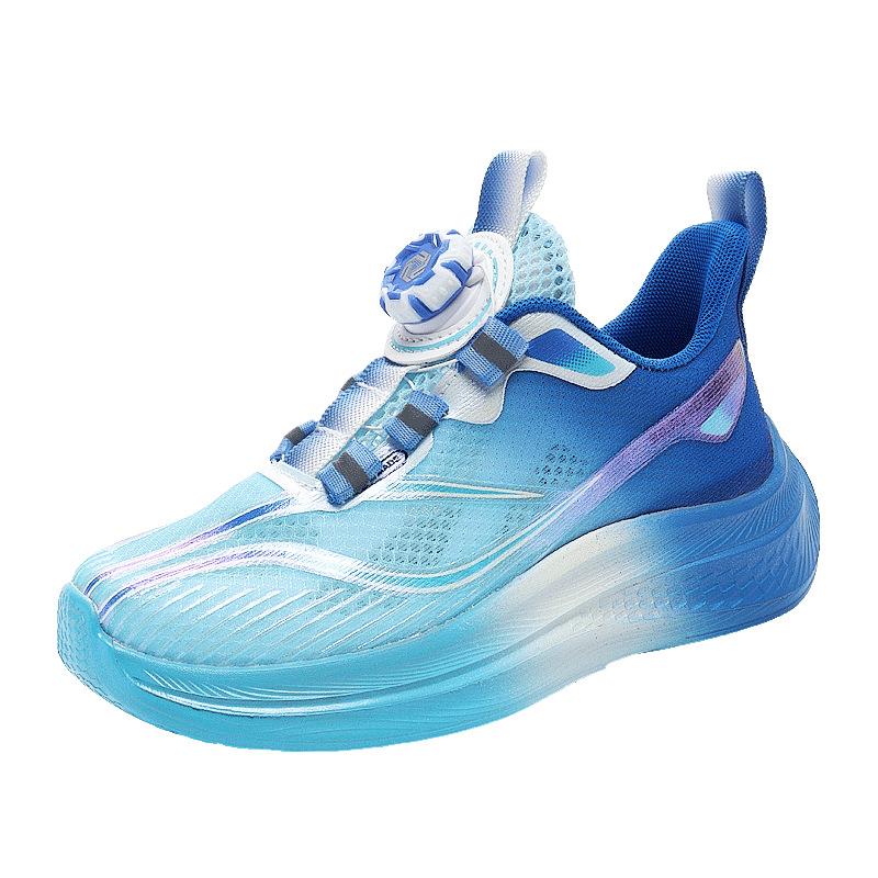Boys' shoes spring 2025 new children's button sports shoes medium and large children's boys non-slip basketball shoes mesh breathable