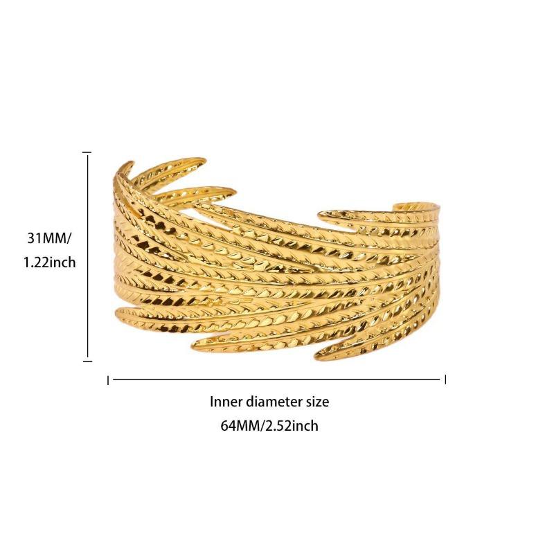 Personality Exaggerated Wide Version Feather Flower Opening Bracelet Women's Metal Wind Niche Versatile Light Luxury Jewelry