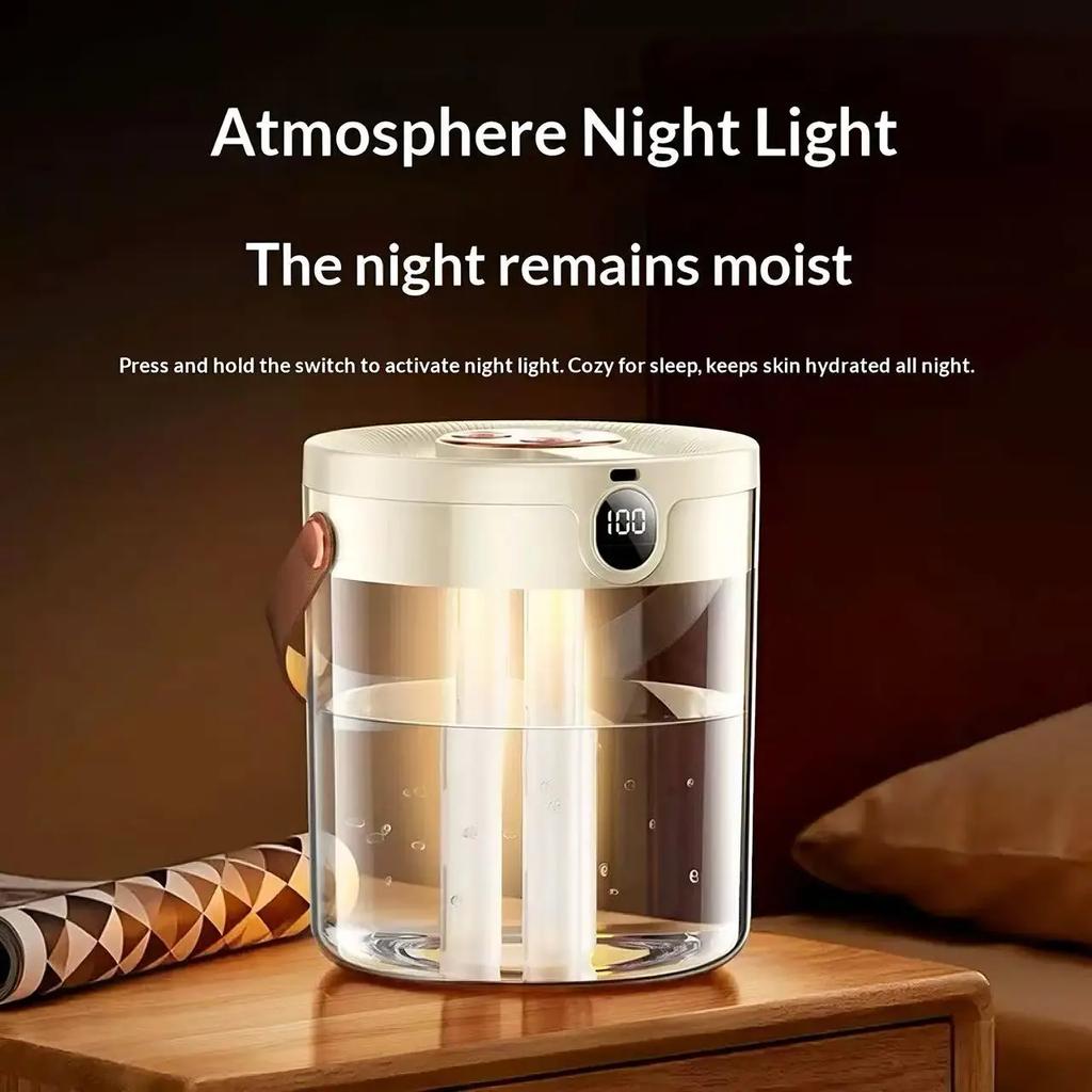 Rechargeable 3 Spray Humidifier Large Capacity Quiet Air Humidifier with Night Light Portable for Home Office Bedroom Desktop