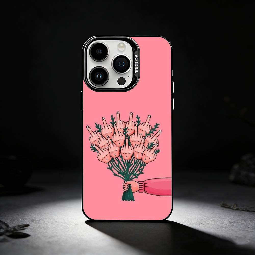 

Funny M-Middle Finger Phone Case For iPhone 17,16,15,14,13,12,11 Plus,Pro Max,XS,Colored silver phone case iPhone15