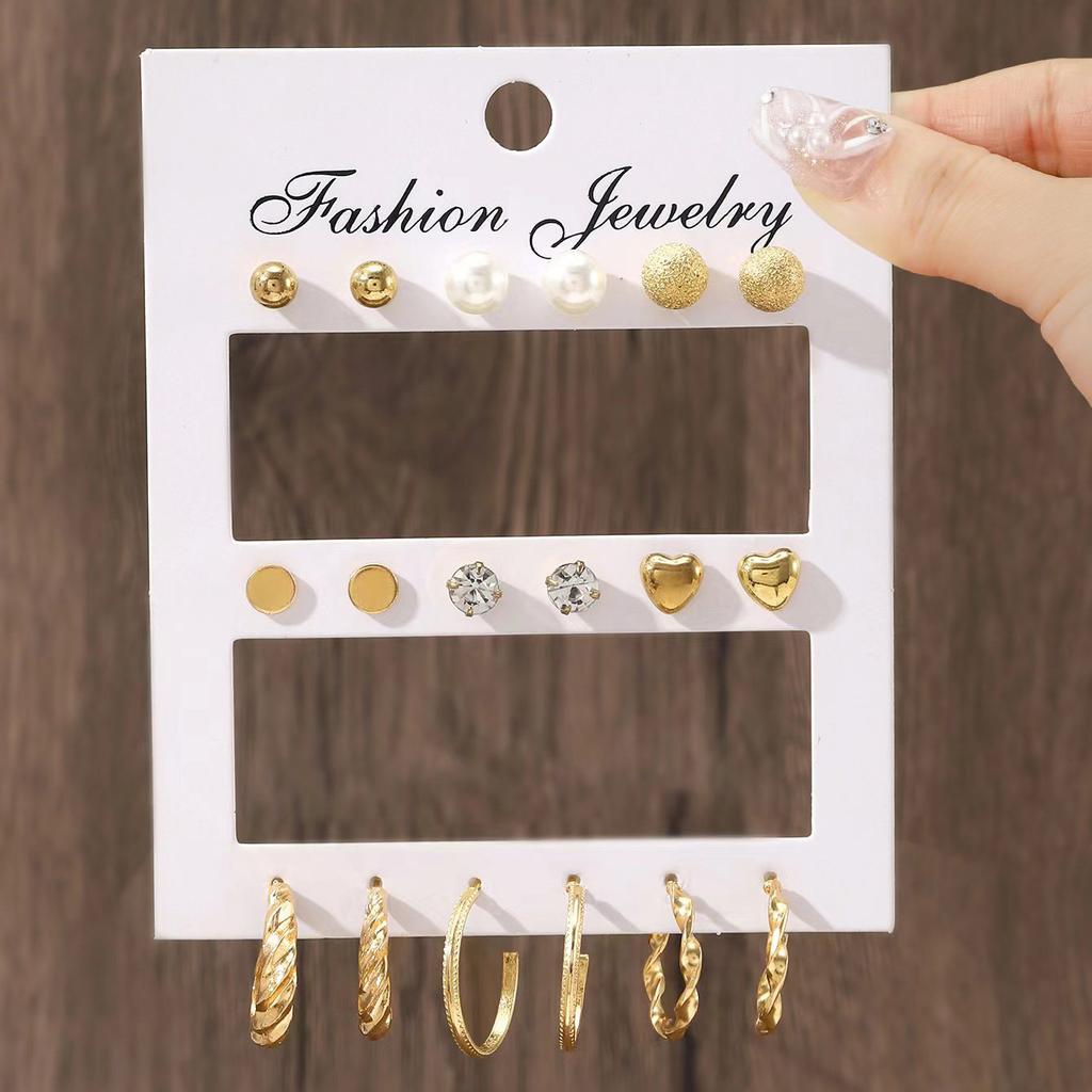 Exquisite Imitation Zircon Rhinestone Stud Earrings Fashion Geometric Metal Twisted Pattern Earrings Women's Trendy Party Zircon