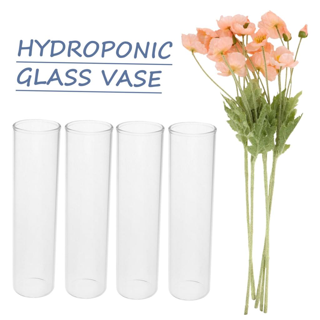 NUOLUX Test Tube Vases, Transparent Glass, for Propagating Plants, Hydroponic Compatible, Rear Decor, Indoor Use, Set of 4