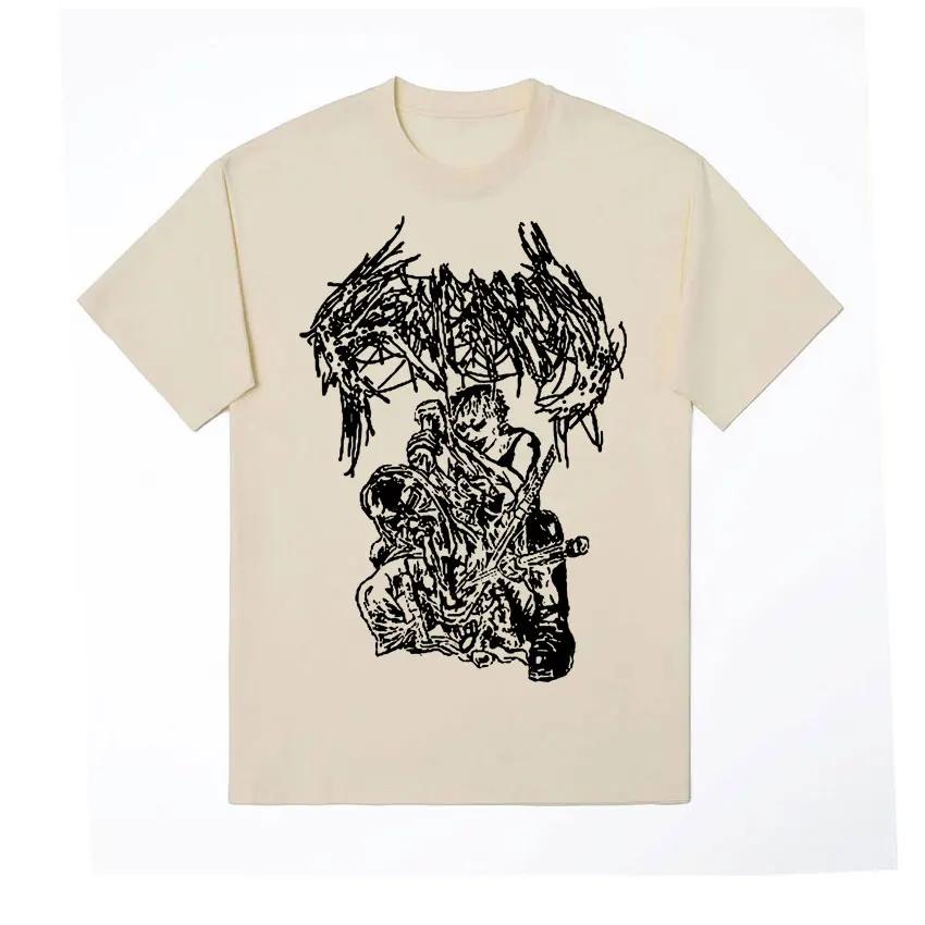 Rapper Ken Carson A Great Chaos Print Graphic Tee Shirt for Men Harajuku Fashion Clothing Tshirt Gothic Cotton Oversized T Shirt