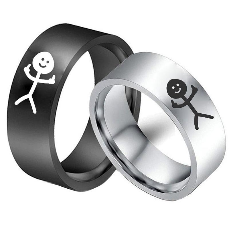 8MM Ladies Cartoon Smile Face Rings Jewelry