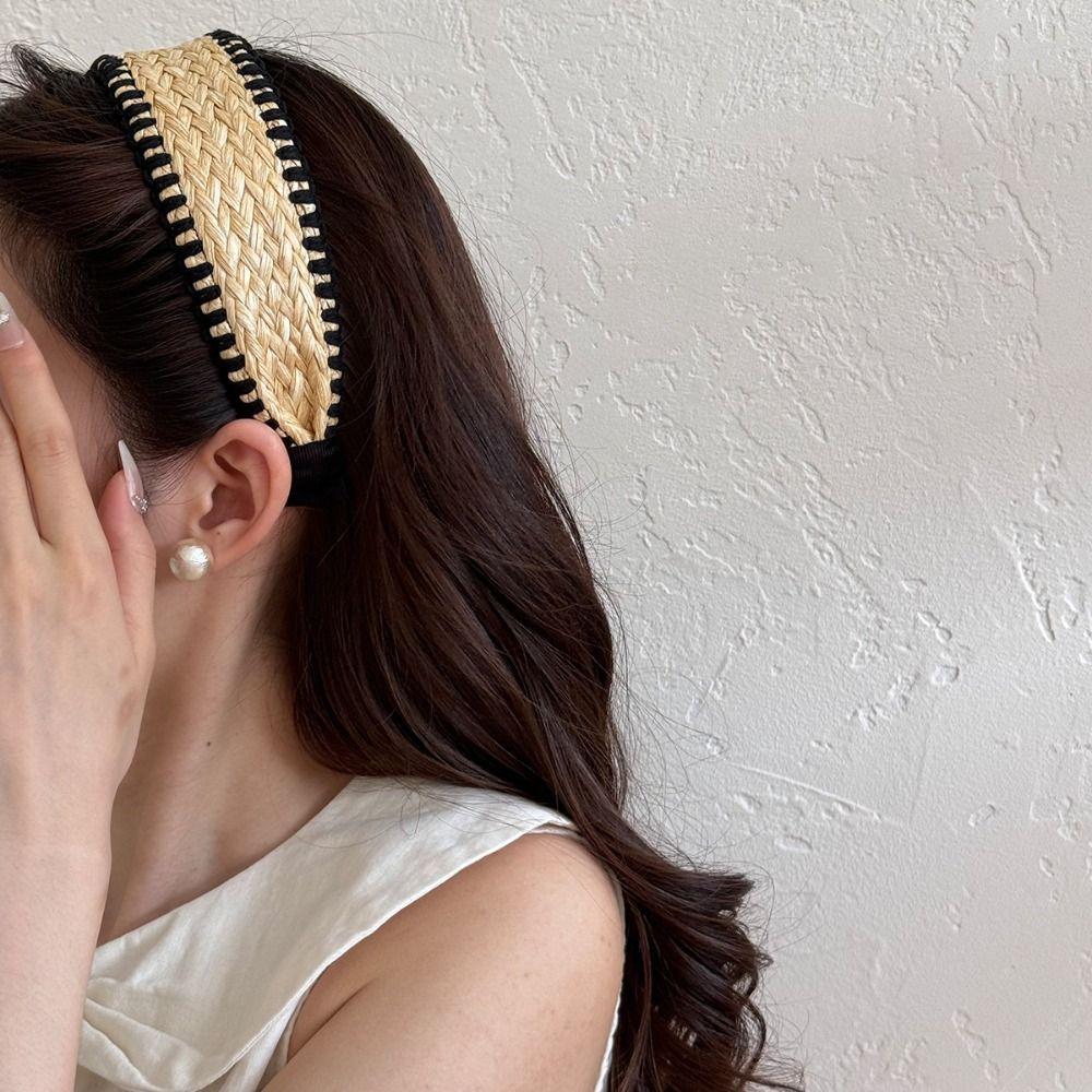 Woven Raffia Grass Hairband Bohemia Bohemian Style Hair Hoop Fashion Straw Weave Headband Makeup