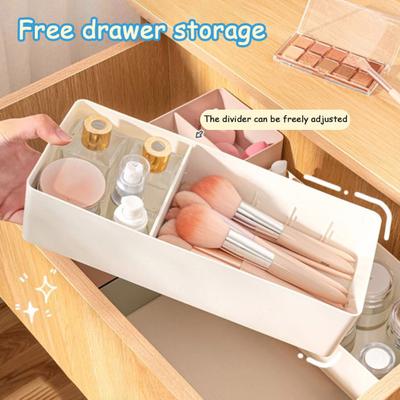 Adjustable Drawer Divider Box Multi-Compartment Drawer Organizer Desk Storage Box for Cosmetics Snacks with Removable Dividers