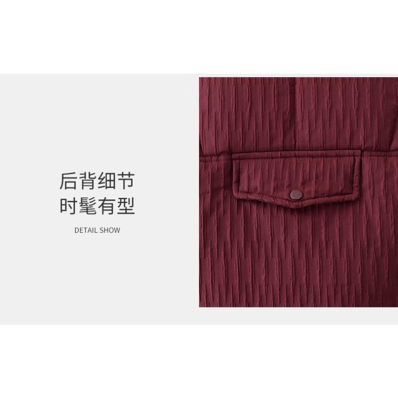 Women's Wine Red Quilted Puffer Jacket Stand Collar Loose Warm Winter Coat