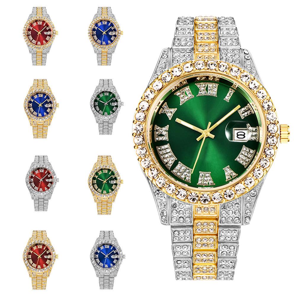 Roman Numeral Full Diamond Ladies Quartz Fashion Watch