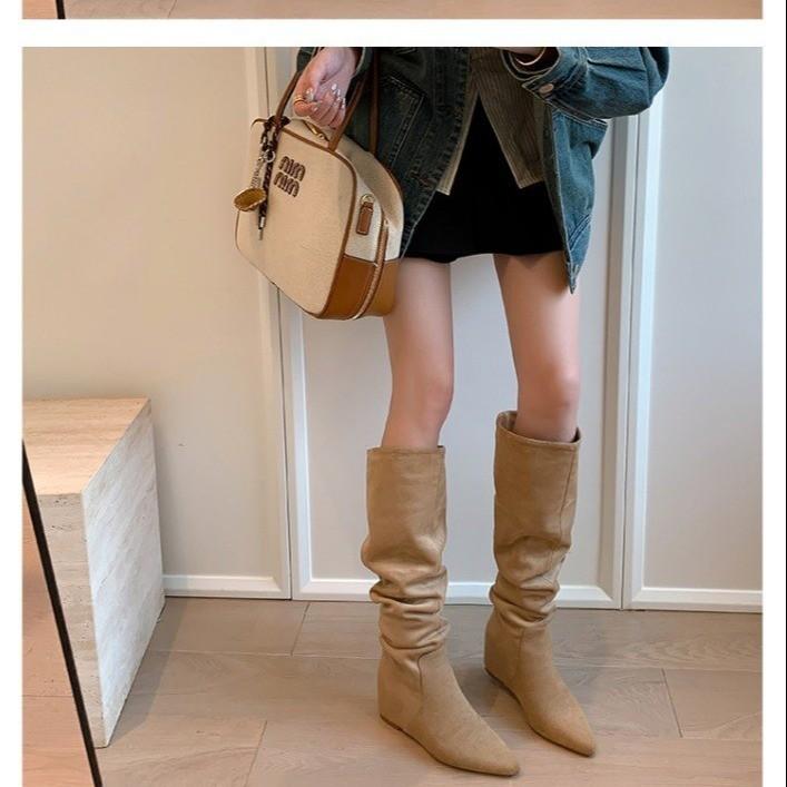 Maillard Boots Women s New Skinny Brown Small Man Inner Height Over Knee High Pile Boots 40 абрикосовый 3980₽