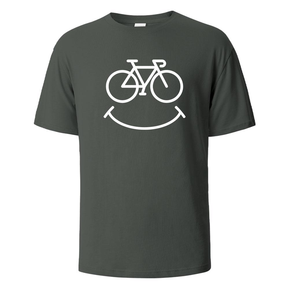 2026 New Funny Bike Smile Print Tshirt Men and Women Short Sleeved Tops Tshirts Mens Tee