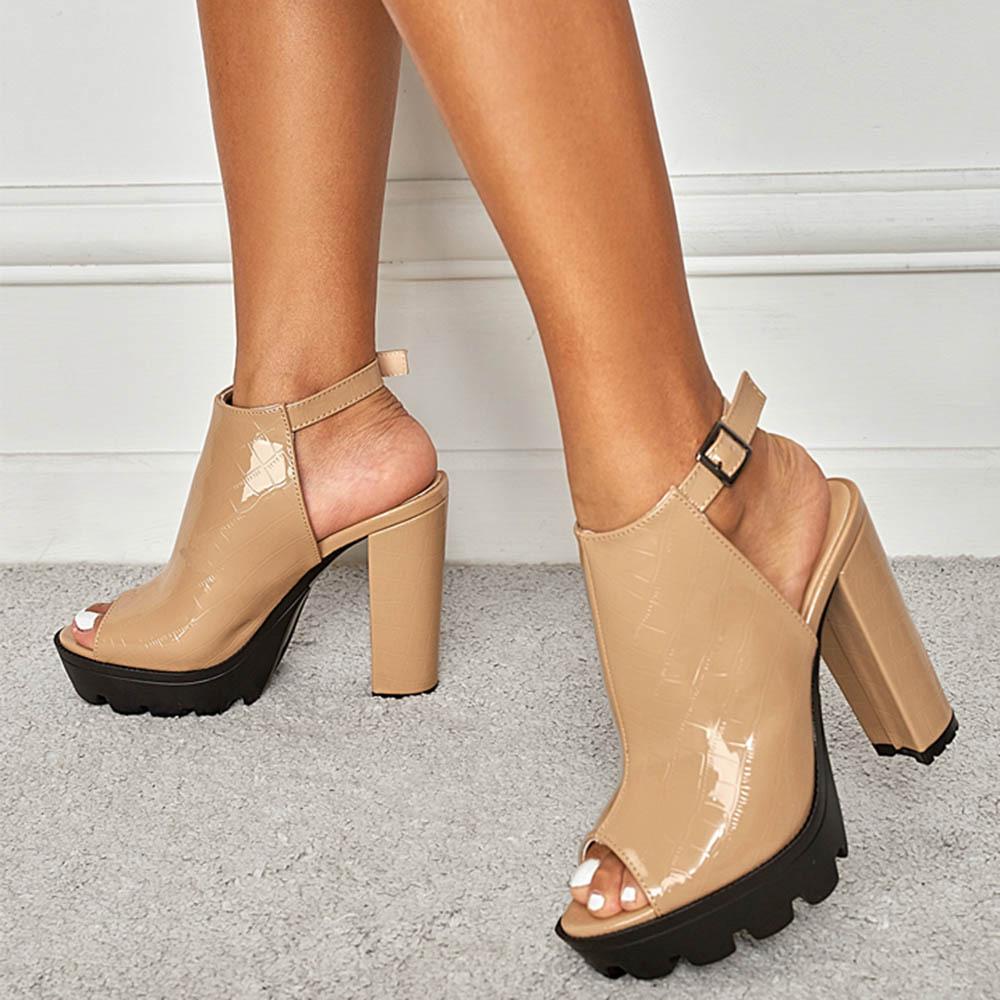 

Yuzui туфли на высоком каблуке водонепроницаемый стол модный с открытой спиной большой размер черные сандалии на толстом каблуке женские сандалии 42 абрикосовый