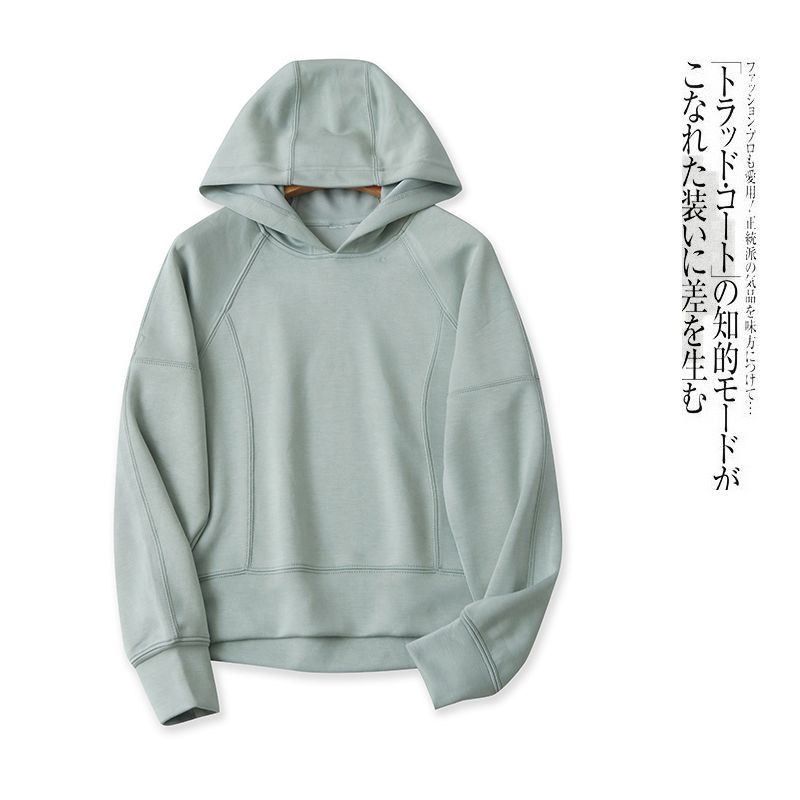Air Layer Sweatshirt Spring & Fall New Arrival Foreign Trade Women's Clothing Fashion Casual Hooded Pullover Long Sleeves Pure Color Elastic 28758