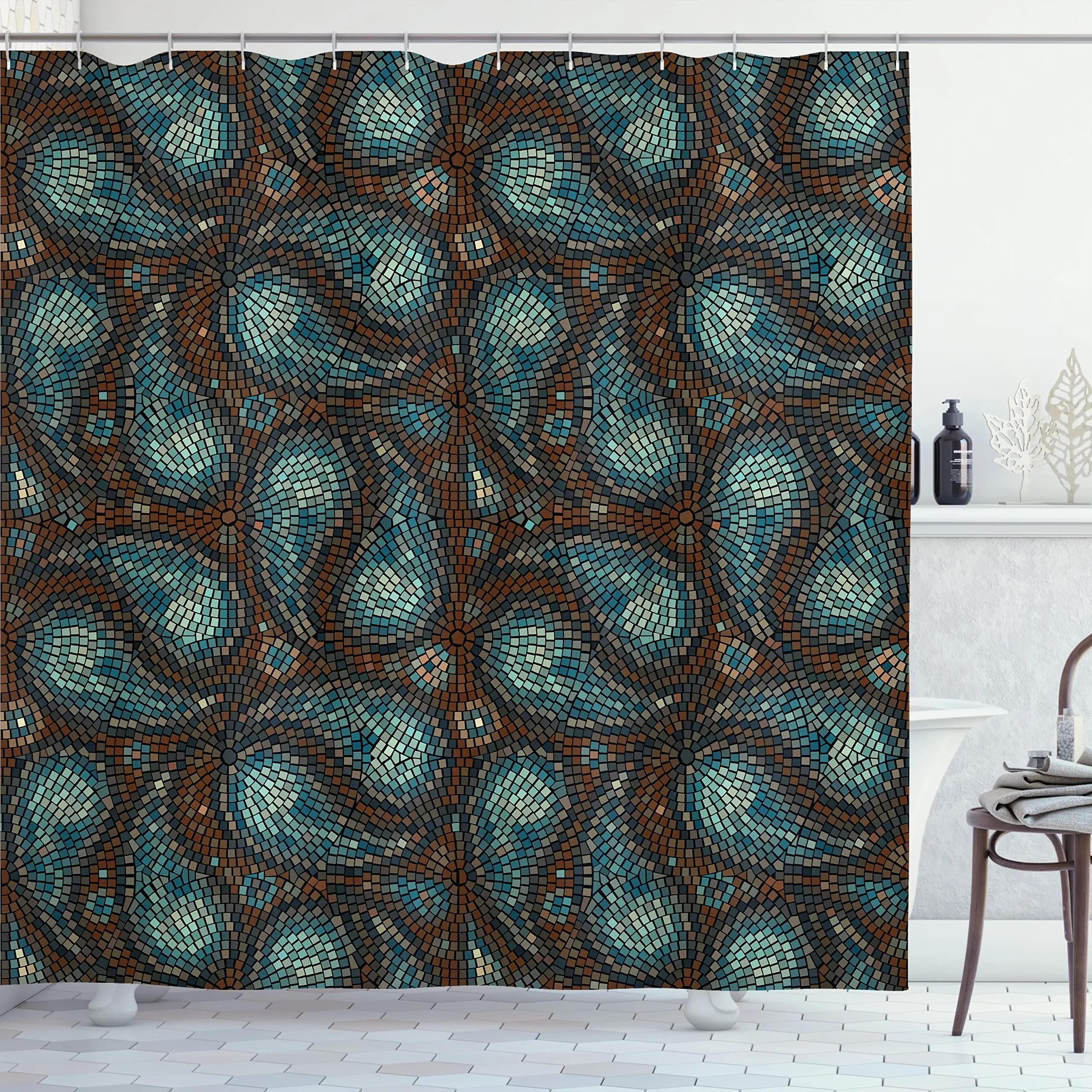 

Boho Paisley Flowers Shower Curtain Moroccan Ethnic Pattern Style Bathroom Waterproof Polyester Fabric Bathtub Screen With Hooks W60H190(CM)-1 Pcs