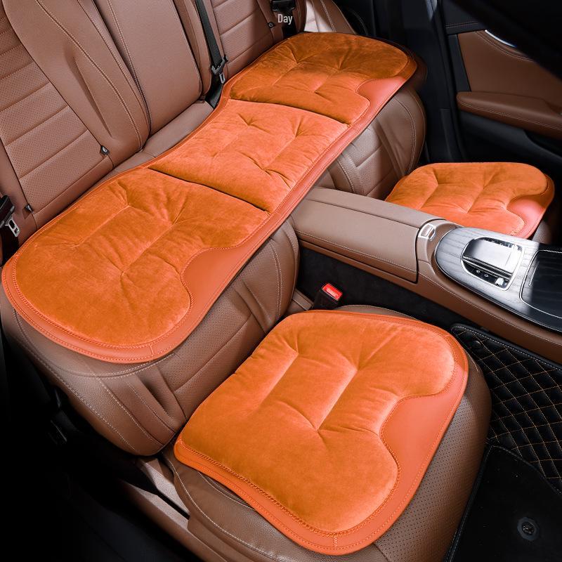 Luxury Flannel Winter Plush Car Seat Cushion for Mercedes-Benz & BMW - Thick, Warm, Three-Piece Rear Set