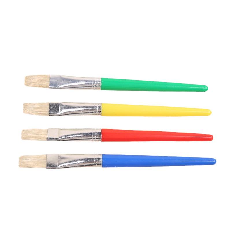 Oil Painting Brush Set - 4 Pcs: Plastic Handle, Hog Bristle, Nylon Board, Watercolor Brushes for Kids' Art Supplies