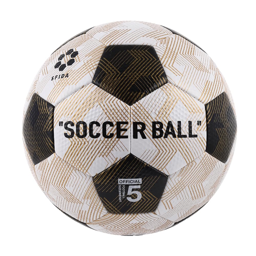 

SFIDA THE SOCCER BALL, Size 5, Practice Ball for Junior High, High School, and Adults (WHT/GLD, Size 5)