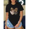 European Sizes Heart Print T-shirt, Short Sleeve Crew Neck Casual Top For Summer & Spring, Women's Clothing
