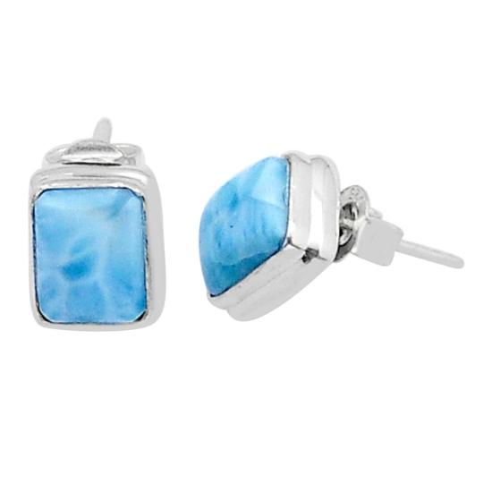 

Серьги-гвоздики из стерлингового серебра 925 пробы Blue Larimar, шпилька из ларимара, ювелирные изделия из ларимара