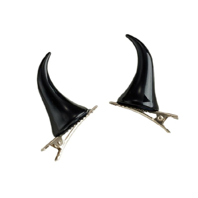 1pair Goth Bull Horn Hairpin Carnivals Hair Clip Halloween Hairpin for Girl