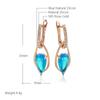 Luxuriöse blaue natürliche Zirkon lange Hängeohrringe für Damen Mode Roségold Wassertropfen Accessoires Hochzeit Alltagsschmuck