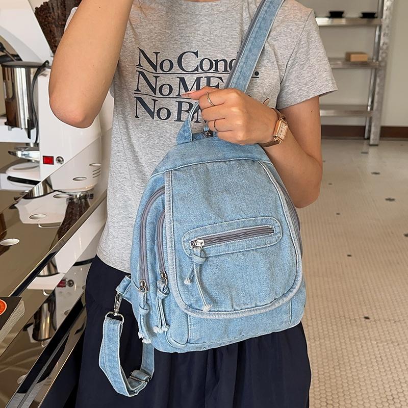 Dżinsowy Plecak Damski Duża Pojemność Retro Torba na Ramię Crossbody Wielofunkcyjna Torba na Pierś
