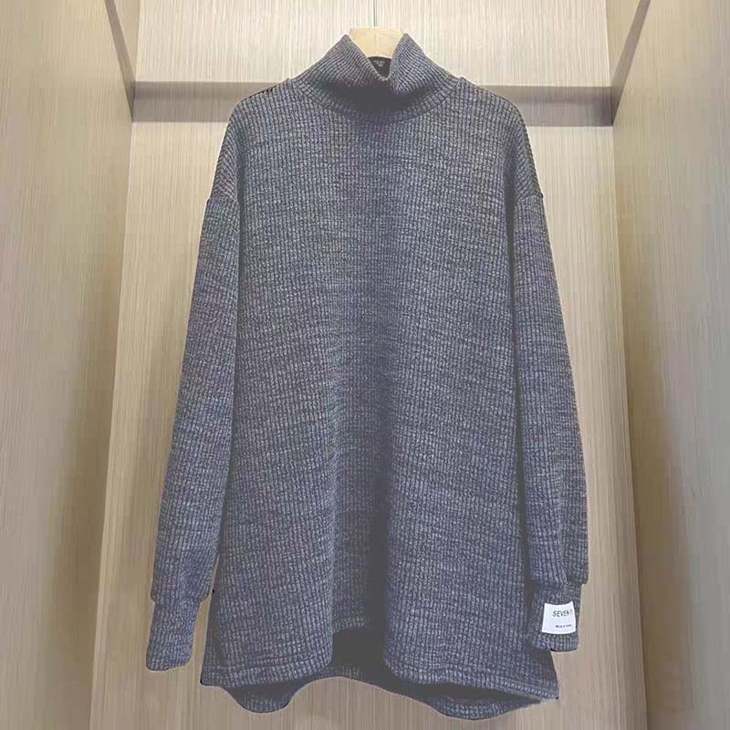 Sweater for Women Autumn Winter Thickened Warm Knitted Stretchy Long Sleeve Oversize Long-neck Tops