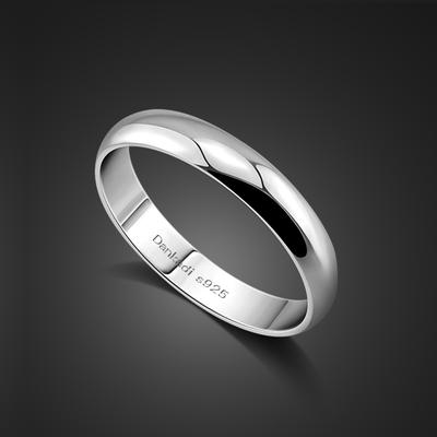 Simple Glossy Ring S925 Silver Male and Female Couple Wedding Ring Japanese and Korean Temperament Single Ring Jewelry