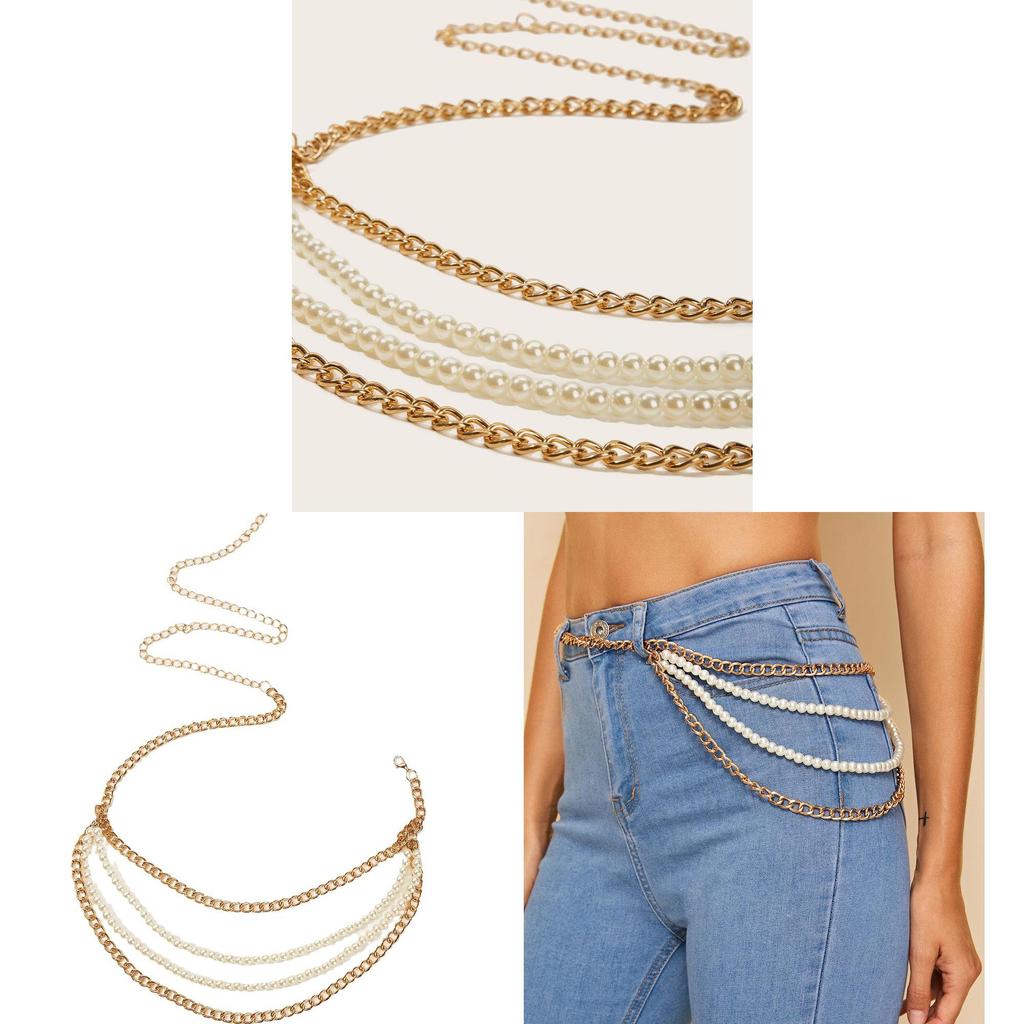 Elegant Pearl Metal Belt Chain For Women With Adjustable Length For Spring And Fall