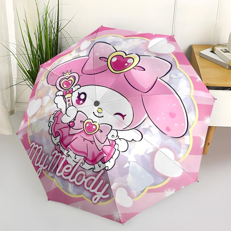 1pc My Melody Automatic Umbrella Durable Iron Frame & Plastic Handle, Gift for Men & Women, Sturdy Construction, Best for Christmas, Helloween, Playfu