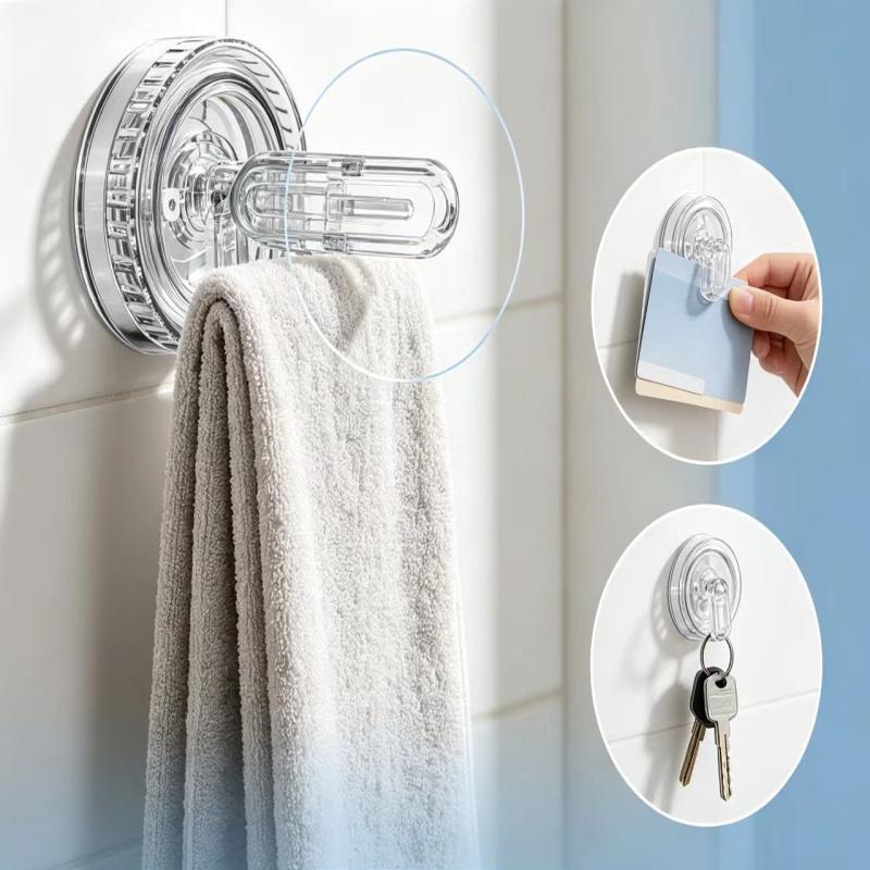 Rotating Bracket With Suction Cup Clamp, No Perforations Used For Hanging Gloves Towels Laundry Items And High Loadbearing Hooks