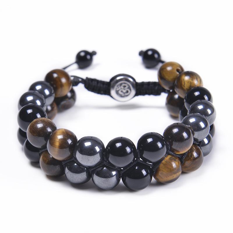 JYL TS Bracelet Double-Layer Blue Eye  Braided Enhances Wisdom & Calm 10MM-bracelet кофейный