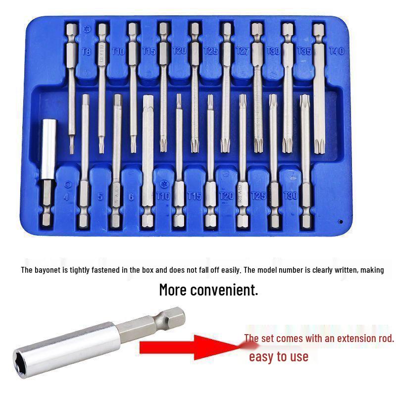 Electric Screwdriver Set: Phillips, Hex, and Triangle Bits