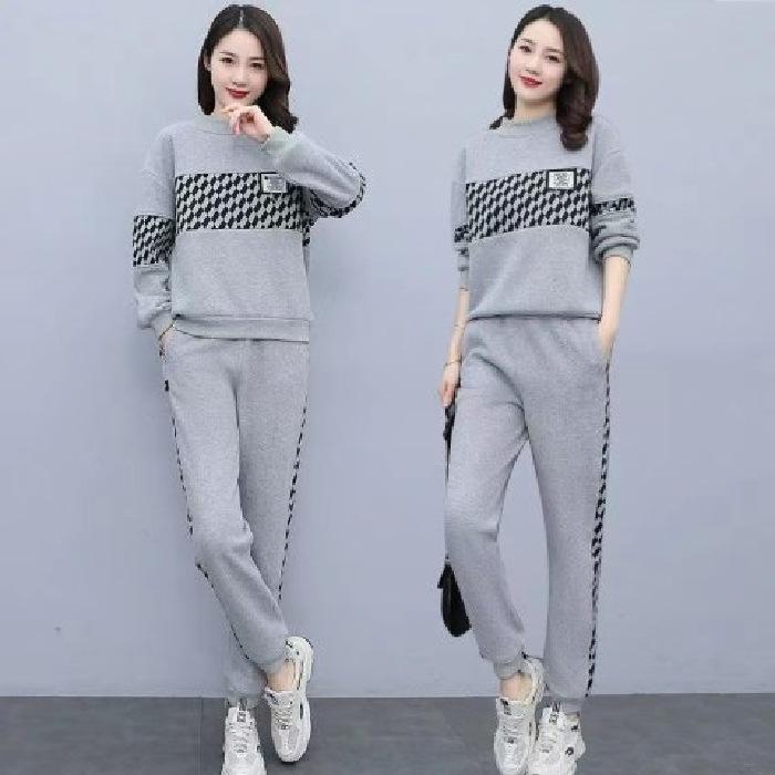 Women Plus Size 2 Piece Outfit Long Sleeve Top And Long Pants Set Autumn Winter Casual Sport Tracksuit For Curvy Ladies