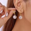 1 Pair of Fashion Christmas New Year Earrings Creative Pearl and Diamond Snowflake Snowman Christmas Earrings Crystal Holiday Ear Hook Zircon Earrings