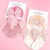 Pure Cotton Baby Girl Hat & Sock Set - Breathable Lace Trim with Bow, Perfect for Spring & Autumn. Super Cute!