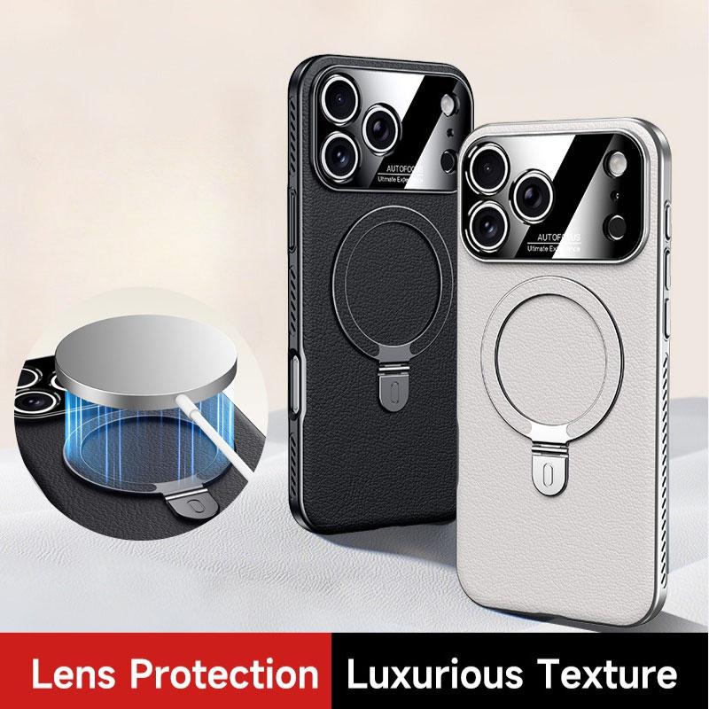 PU Leder Magnetischer Ringhalter Hülle Für iPhone 17 17Pro Max iPhone Air Weicher Rahmen Stoßfest Halterung Rückseite Für 17ProMax