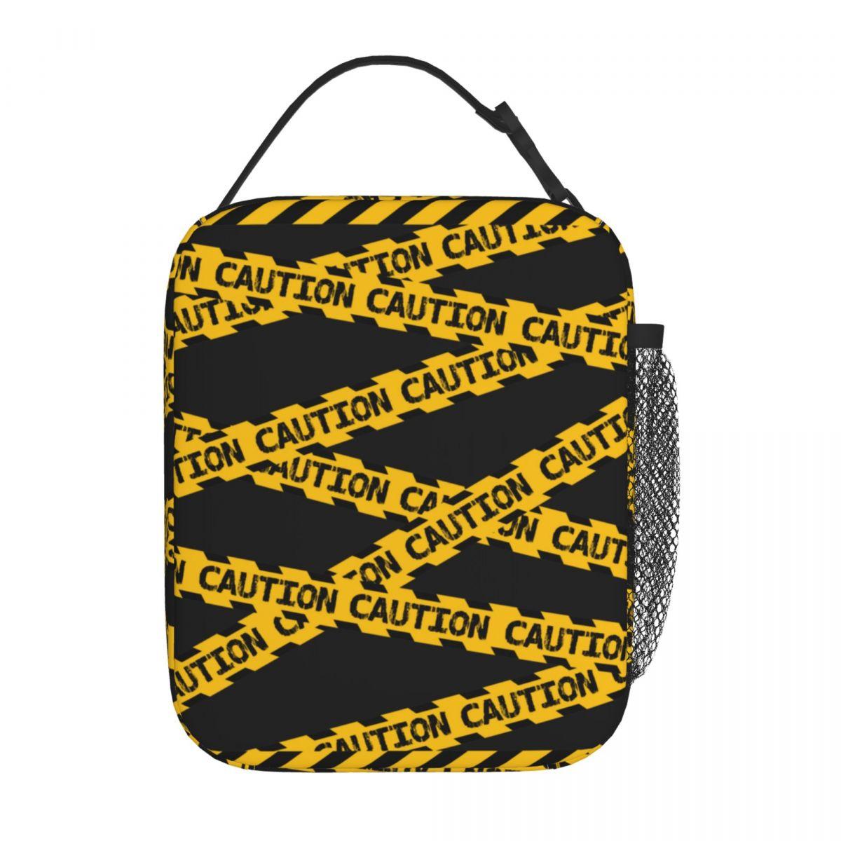 Sac à déjeuner motif ruban de signalisation Scène de crime Boîte à lunch isotherme portable Sac isotherme graphique Sac fourre-tout thermique esthétique Sacs à main One Size