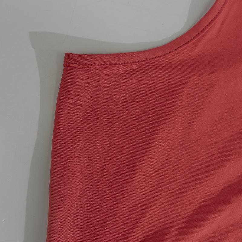 D189DS Chic Off-Shoulder Sleeveless Slim Fit Dress with Round Neckline.