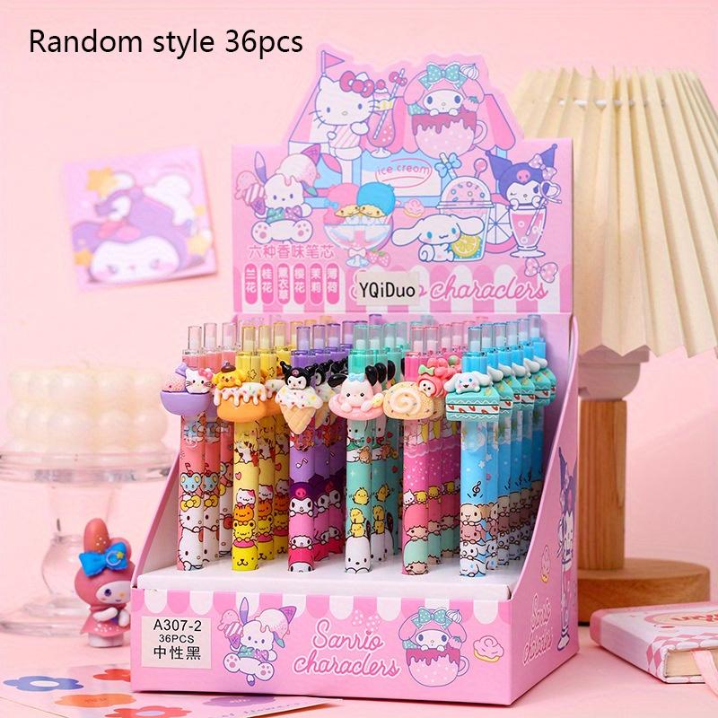 

36pcs Kuromi Sanrio cartoon dessert styling series resin patch press pen cute shape neutral pen black signature pen stationery 0.5mm black Random style 36pcs