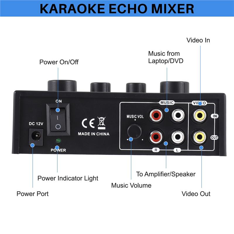 New Arrival Portable Dual Mic Inputs Audio Sound Mixer For Amplifier & Microphone Karaoke Ok Mixer