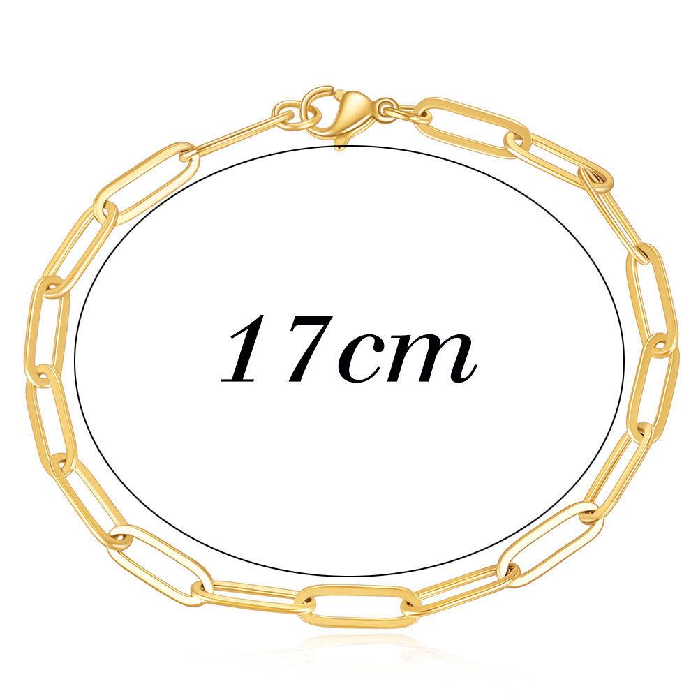 14K Gold Platinierte Einfache Paperclip Rechteckige Gliederkette Armband - Europäischer & Amerikanischer Stil