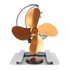 Wood Stove Fan 4 Blade Aluminum Alloy Moon Shape Low Noise Heat Powered Stove Fan with Temperature