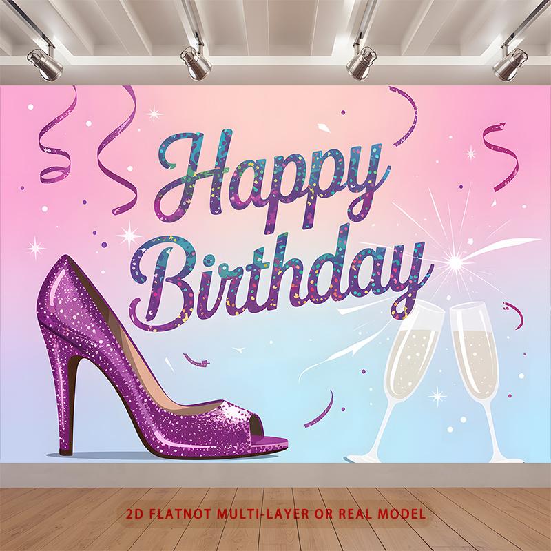 Party Backdrop Birthday Purple Photo Booth Background Front Door Decor