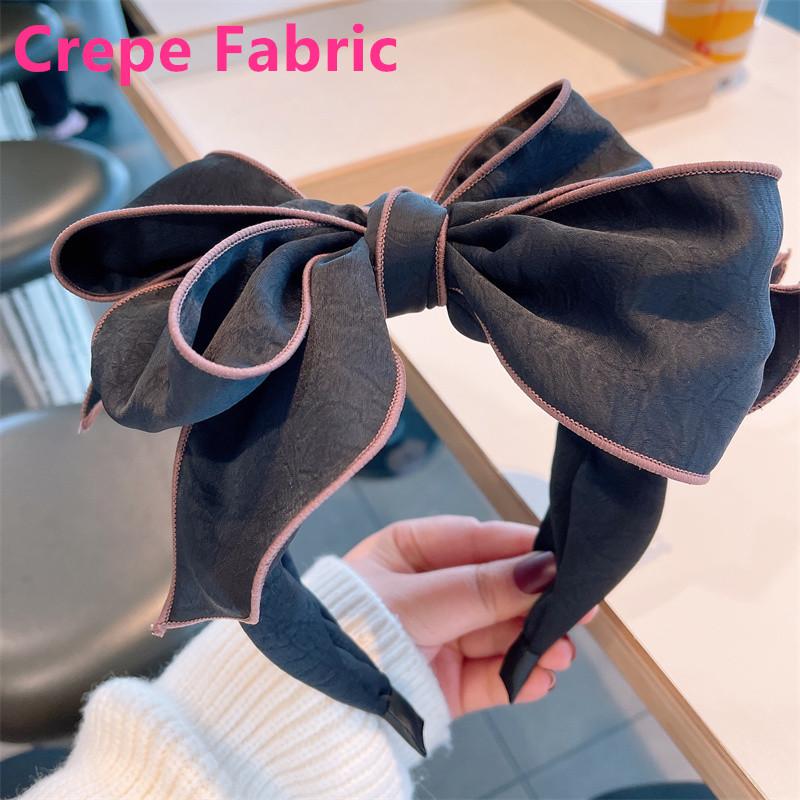 Multi Layered Big Bow Knot Headbands for Women Daily Party Headpiece Solid Crepe Cloth Adult Shopping Holiday Hairbands