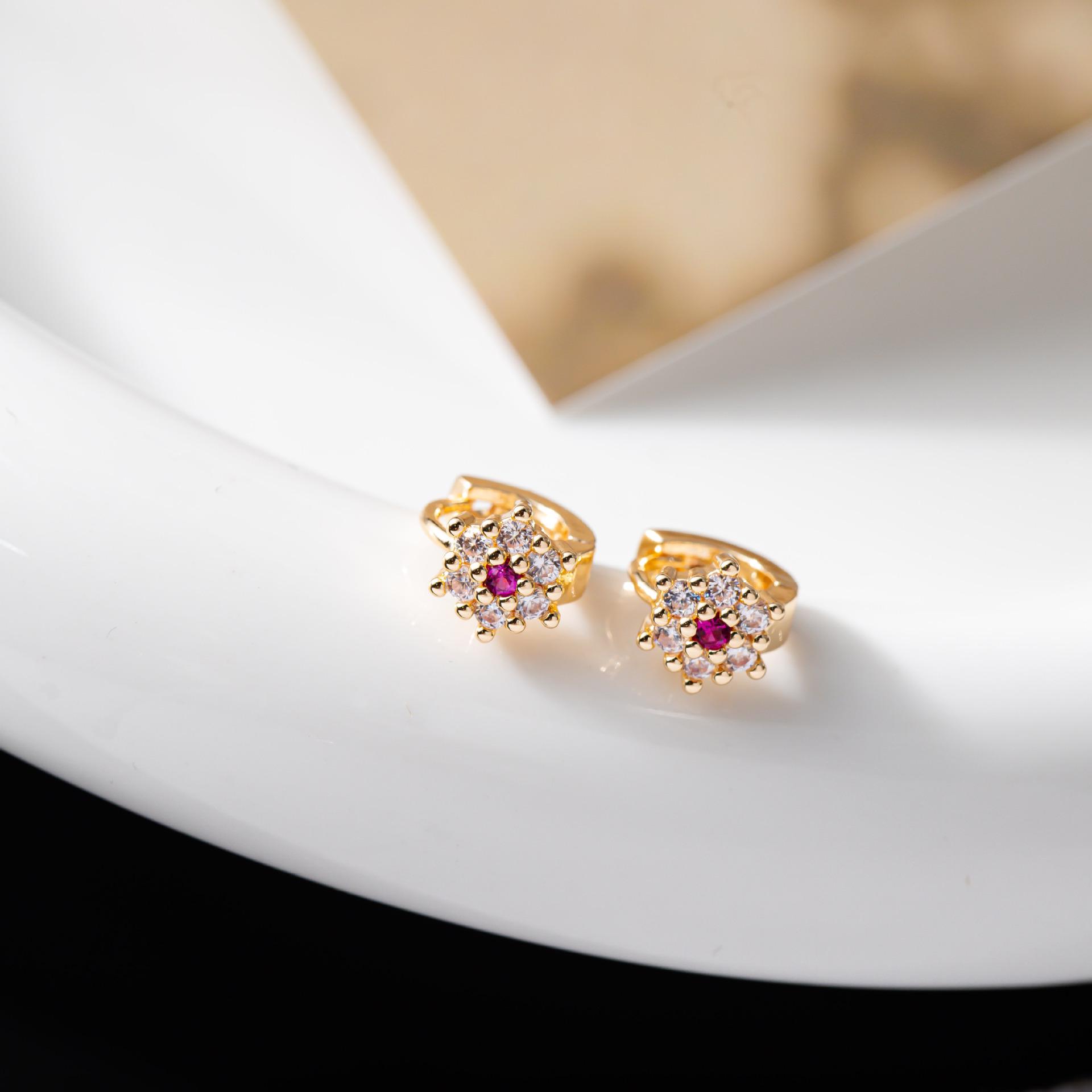 Cross Snowflake Rhinestone Hoop & Flower Stud Earrings - Women s Accessories