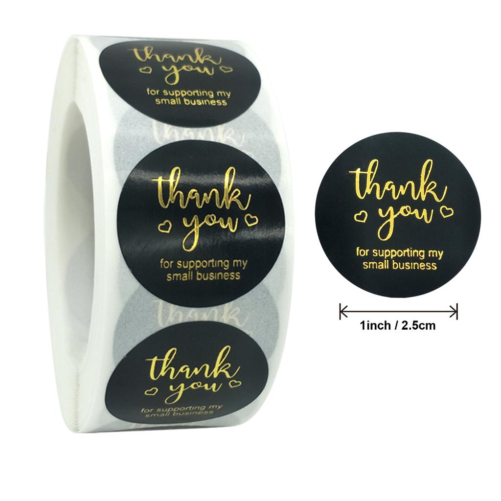Black Label Stickers Foil Thank You Stickers 1'' 500pcs Taste Business Order Home Hand Made Labels Wedding Envelope Seals