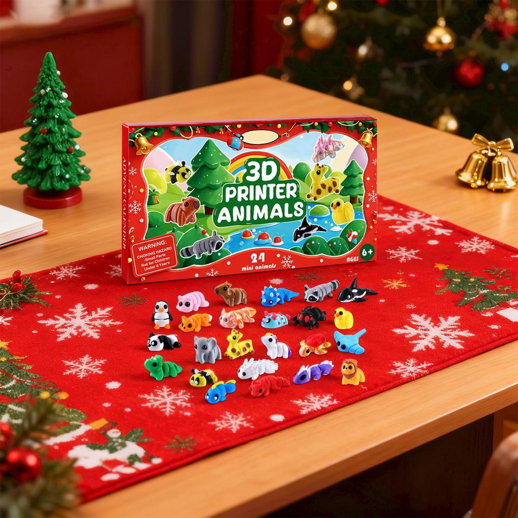 24pc Cute Animals Arrive Calendar 3D Christmas Countdown Calendar