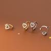 Real 925 Silver Minimalist Love Heart CZ Crystal Hoop Earrings For Women Girl Small Micro Zircon Ear Buckle Jewelry